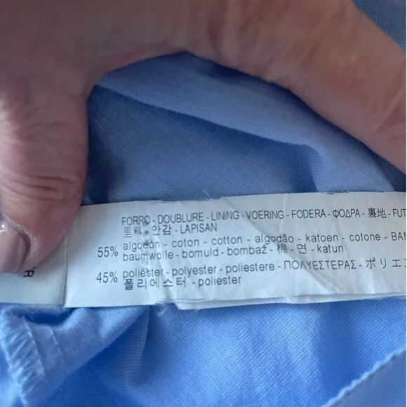 Zara blue ruffle button up off the shoulder top Size Small women's - Picture 12 of 12